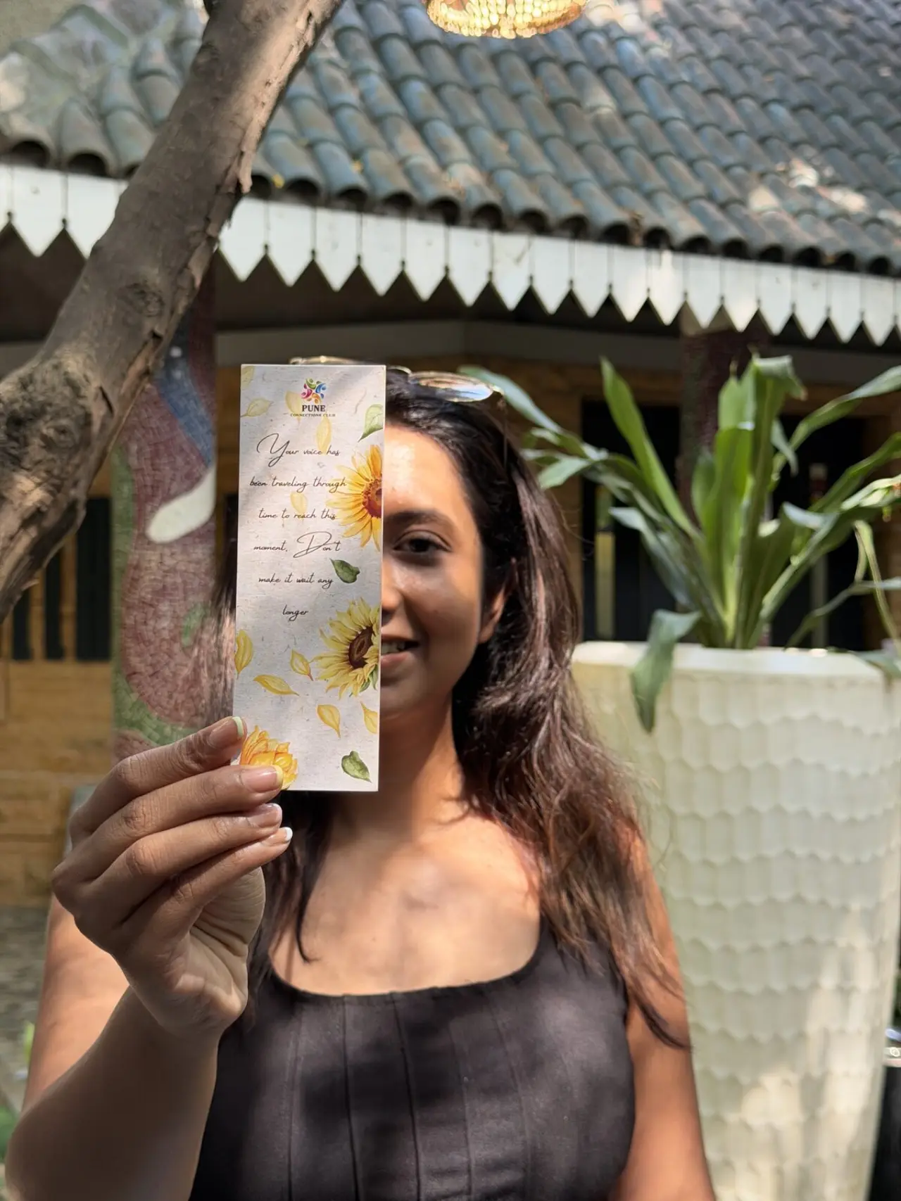 Evening social mixer under string lights